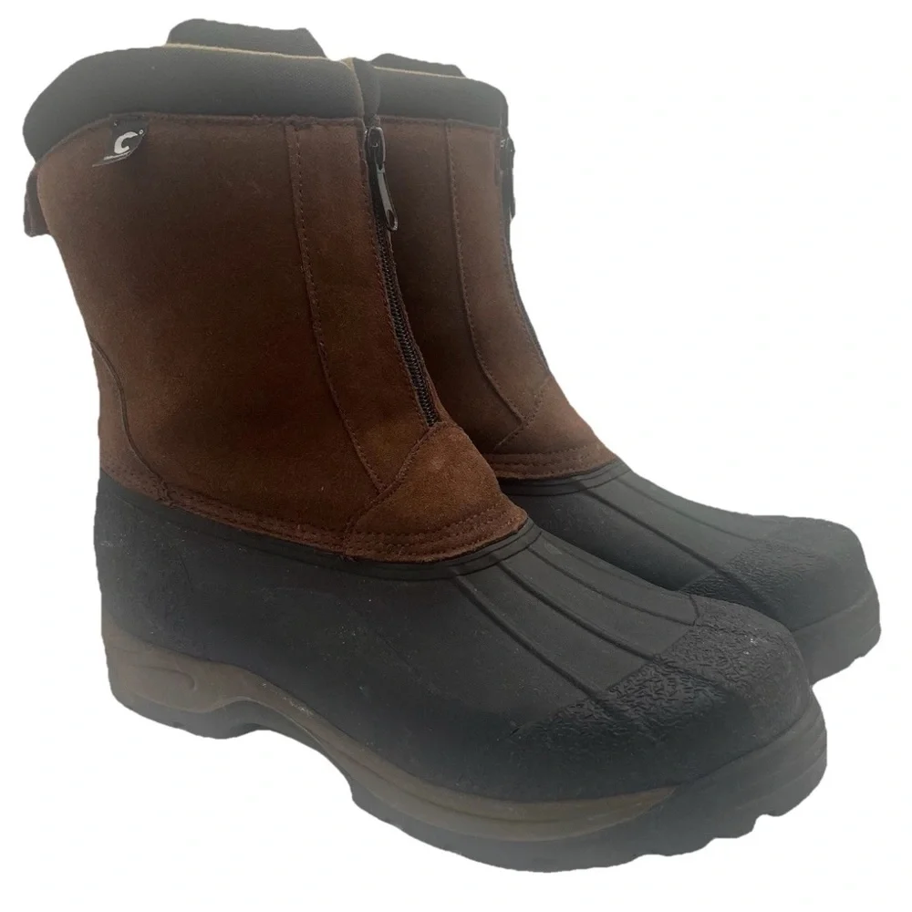 Comfortemp Men's Mid Calf Leather and Rubber Winter Duck Boots Size 13 Brown